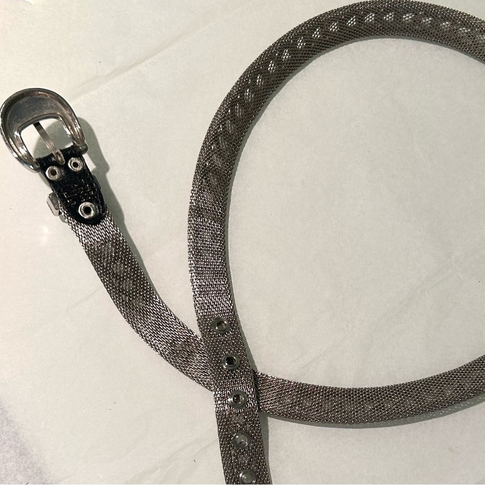 Vintage Heavy Weight Metal Mesh & Curb Silver Chain Belt - Picture 7 of 8